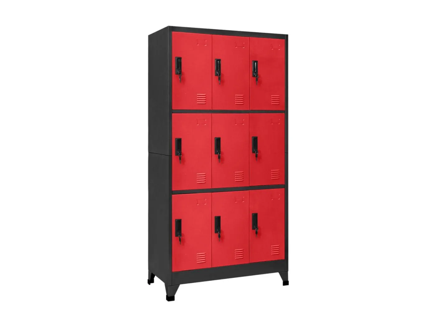Schließfachschrank Anthrazit und Rot 90x45x180 cm Stahl