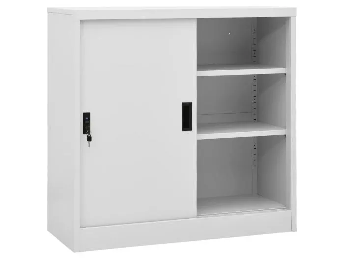 Büroschrank mit Schiebetür Hellgrau 90x40x90 cm Stahl