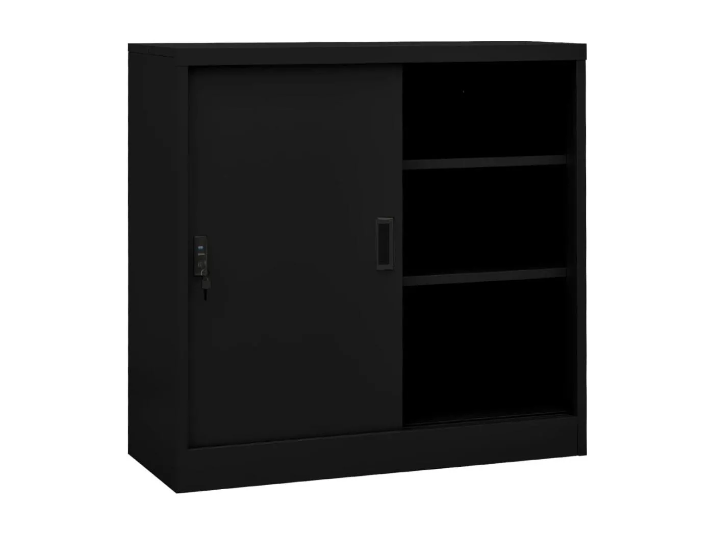 Büroschrank mit Schiebetür Schwarz 90x40x90 cm Stahl