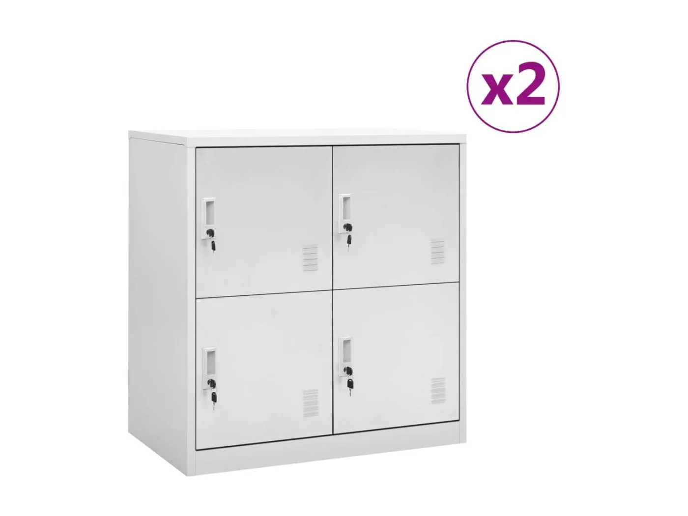 Schließfachschränke 2 Stk. Hellgrau 90x45x92,5 cm Stahl