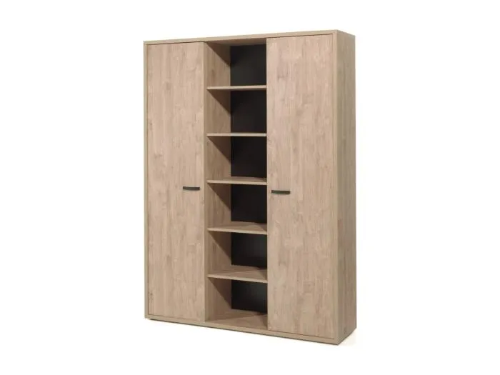 Hochschrank für Büro mit 2 Türen und Regalen in Goldene Eiche Farbe aus der DEPÉ Kollektion
