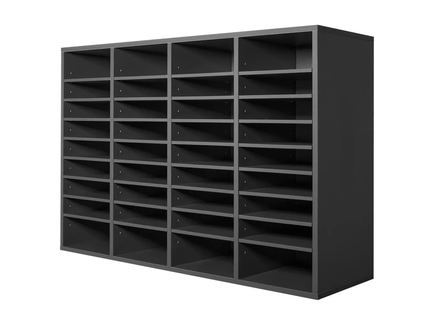 Schreibtisch-Organizer, SucceBuy Literatur-Organizer aus Holz – 36 Fächer, Verstellbare Regale, Grau