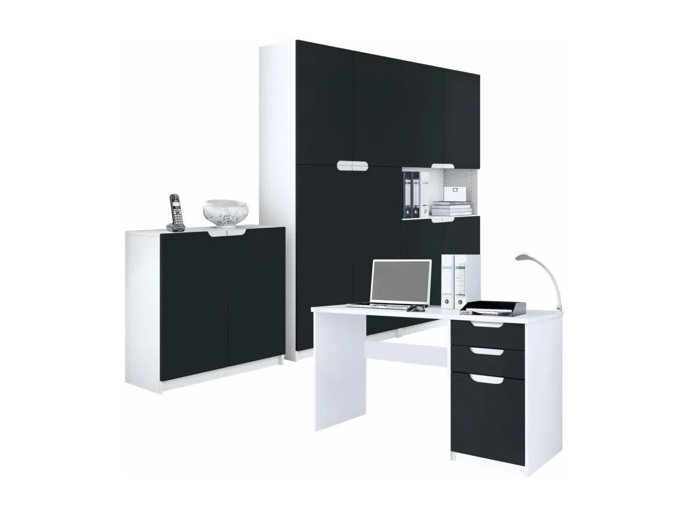 BÜROMÖBELSET Logan Fronten in Schwarz matt