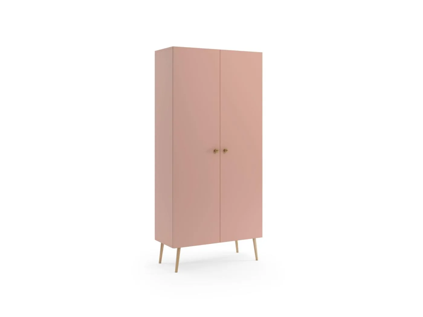 Kleiderschrank MALIBO 87 cm - 2 Türen - 5 Regale - Rosa