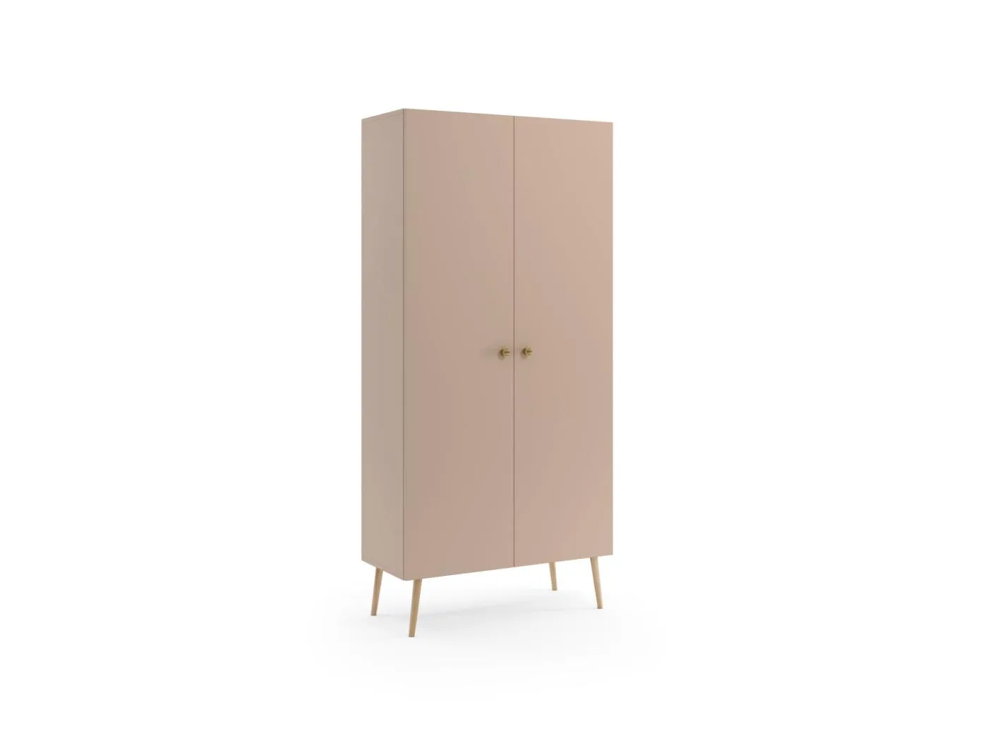 Kleiderschrank MALIBO 100 cm - 2 Türen - 2 Regale Kleiderstange - Macchiato