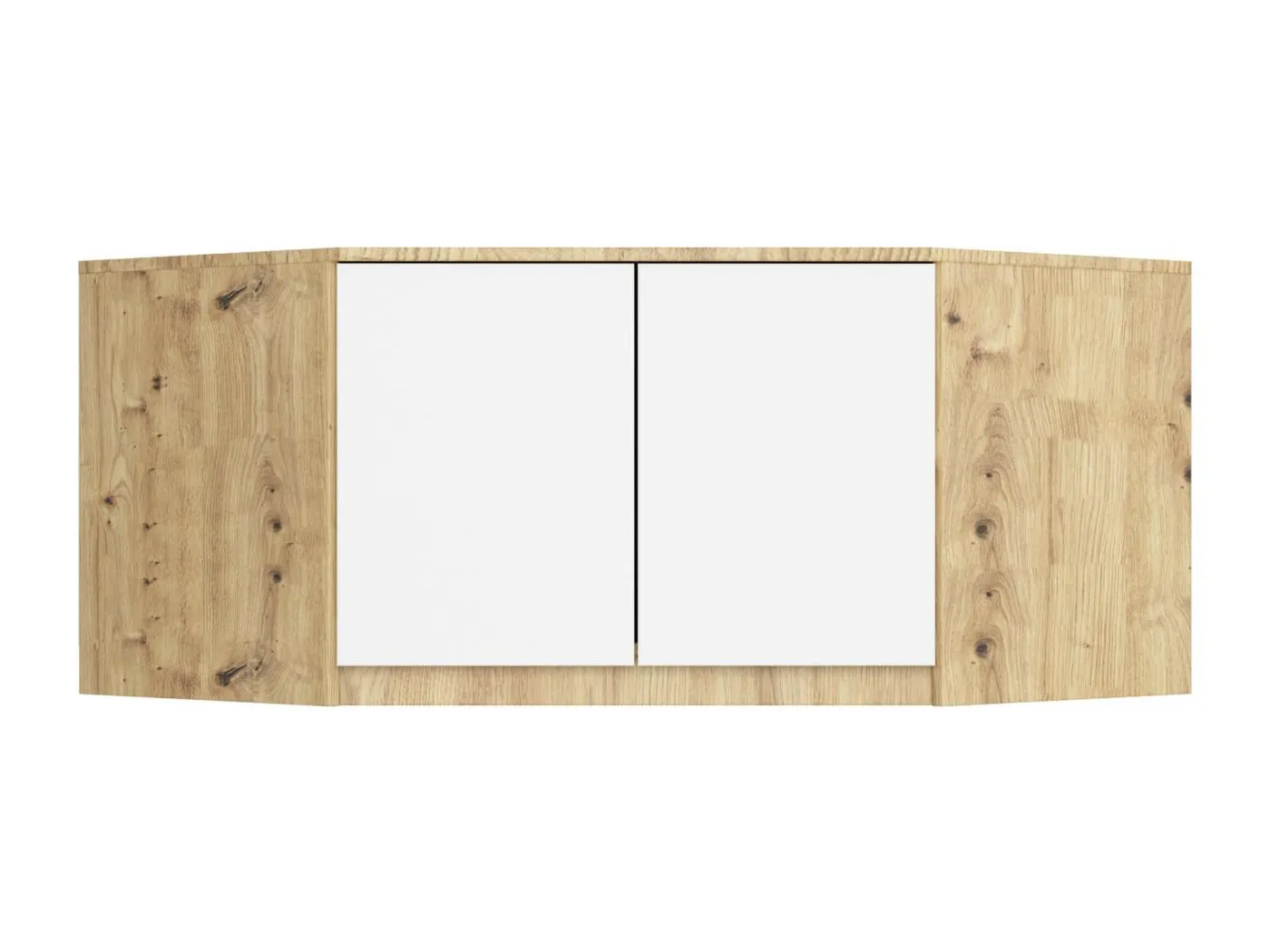 Schrankaufsatz S100 Artisan Eiche 100 cm 2 Türen Front Weiß 3 Regalböden B100xH55xT50 cm