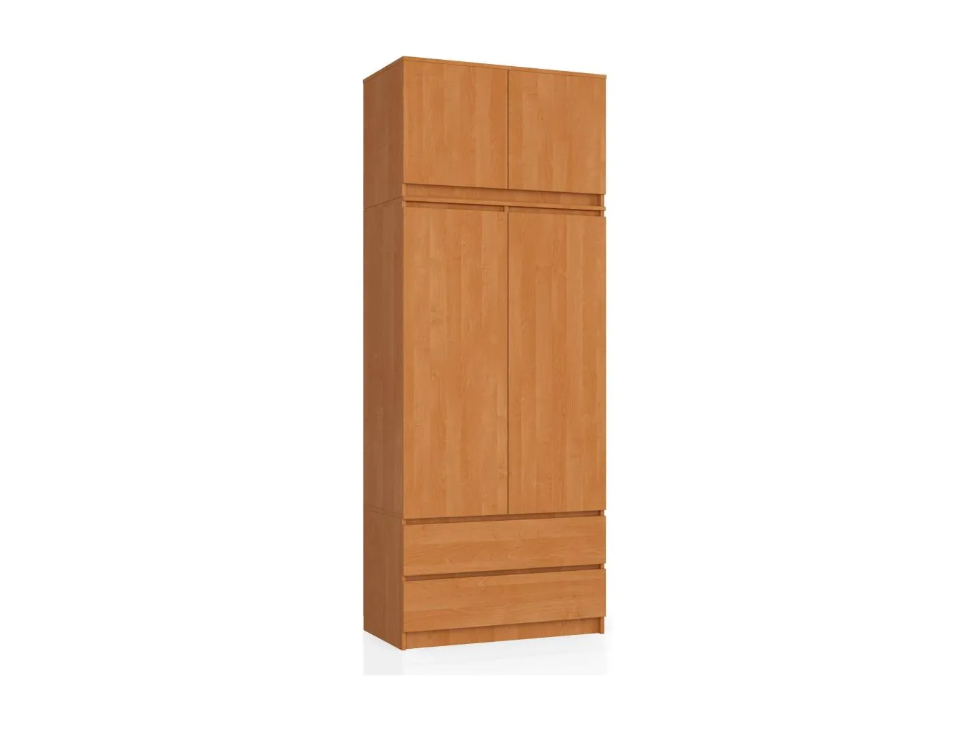 Kleiderschrank AKORD S90 mit Aufsatz Erle 90 cm 2 Türen 2 Schubladen 6 Ebenen B90 x H234 x T51 cm