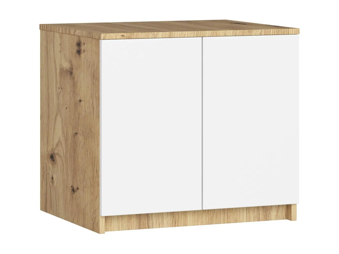 Schrankaufsatz für Kleiderschrank AKORD S60 Eiche Artisan 60 cm 2 Türen 2 Ebenen Front Weiß B60 x H55 x T51 cm