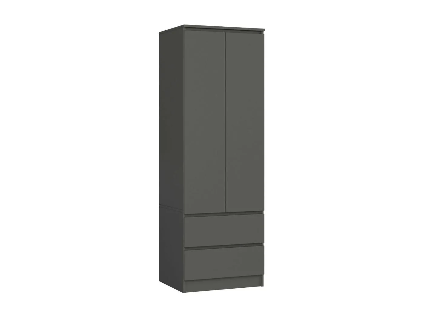 Kleiderschrank AKORD S60 Graphitgrau 60 cm 2 Türen 2 Schubladen Regal B60 x H180 x T51 cm