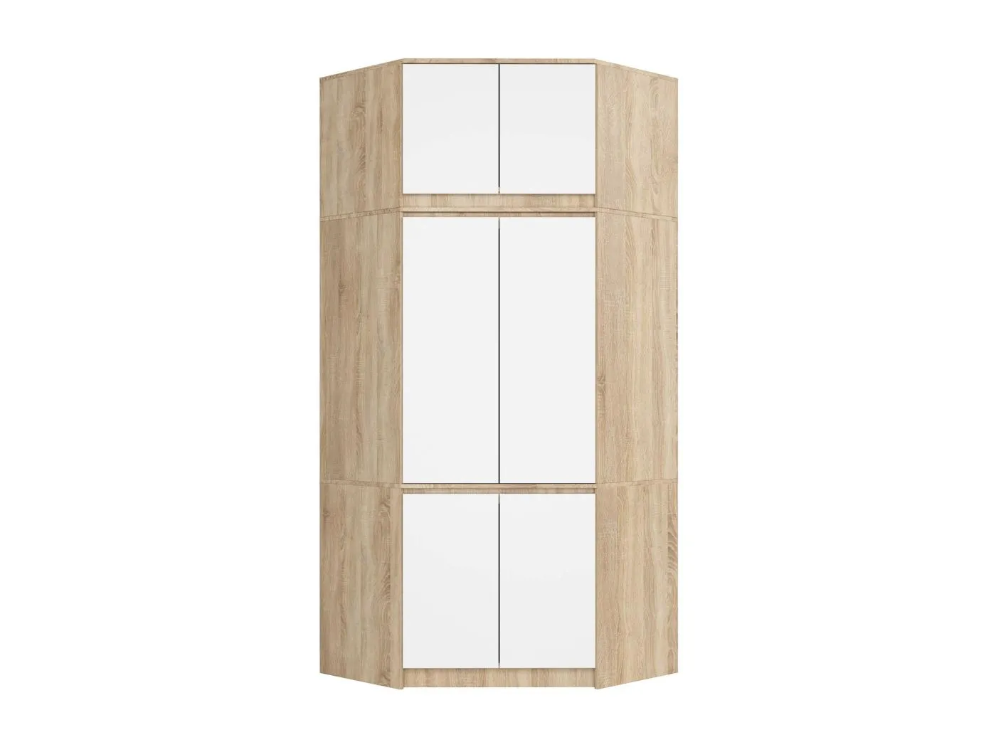 Eckkleiderschrank Sonoma Eiche 100 cm 6 Türen Front Weiß B100xH235xT50 cm