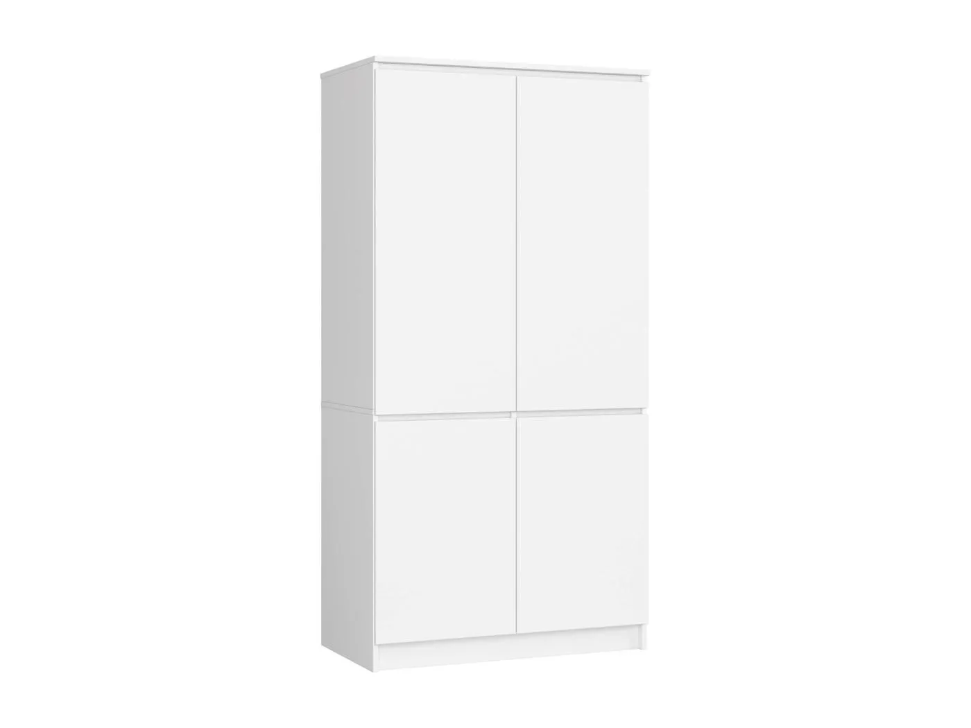Kleiderschrank AKORD S90 Weiß 90 cm 4 Türen 4 Regalböden B90xH180xT51 cm