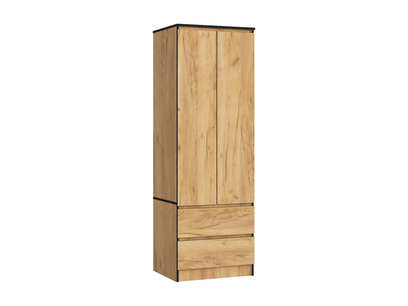 Kleiderschrank AKORD S60 Eiche Craft 60 cm 2 Türen 2 Schubladen Regal B60 x H180 x T51 cm