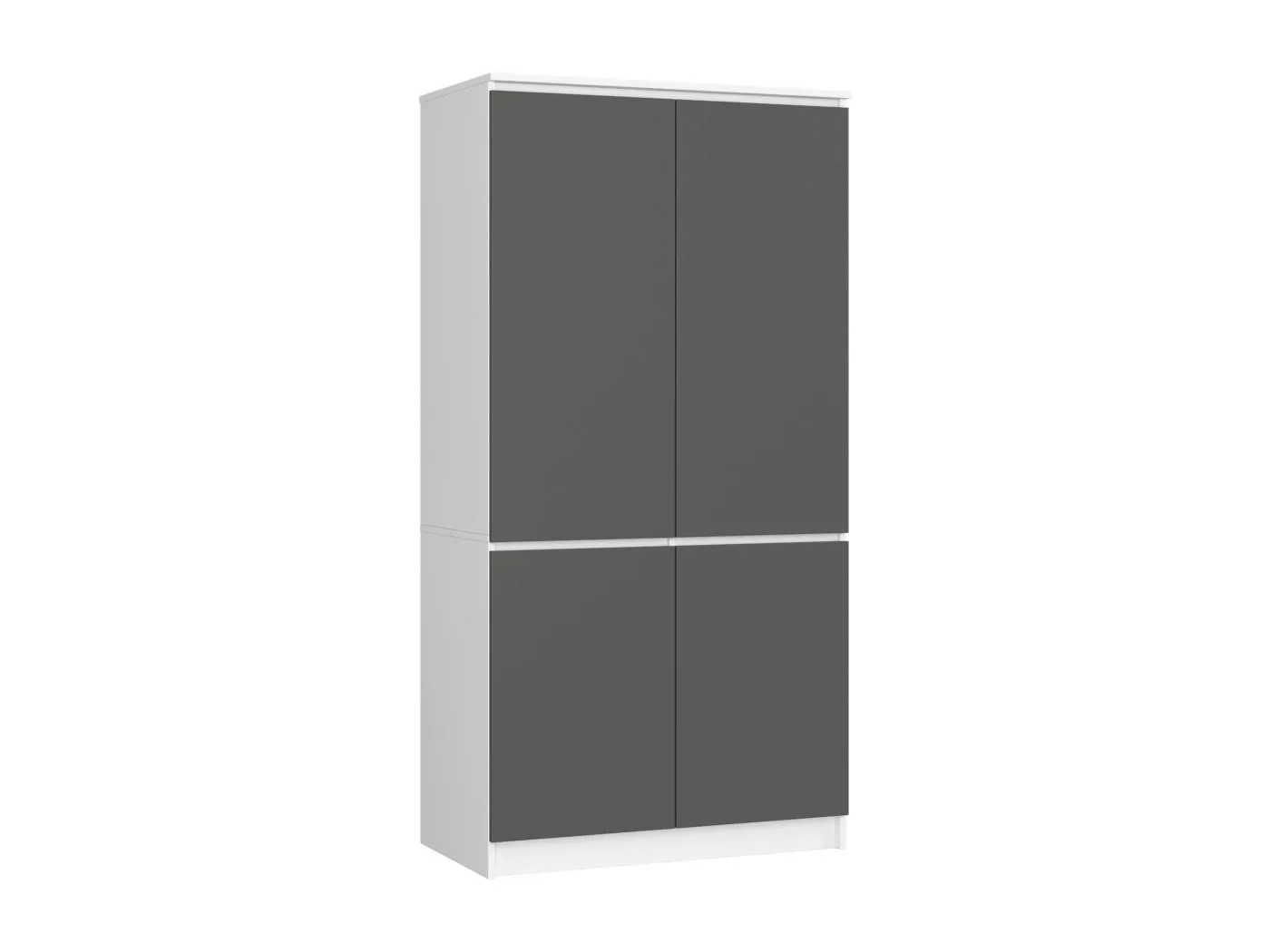 Kleiderschrank AKORD S90 Weiß, Grau 90 cm 4 Türen 4 Regalböden B90xH180xT51 cm
