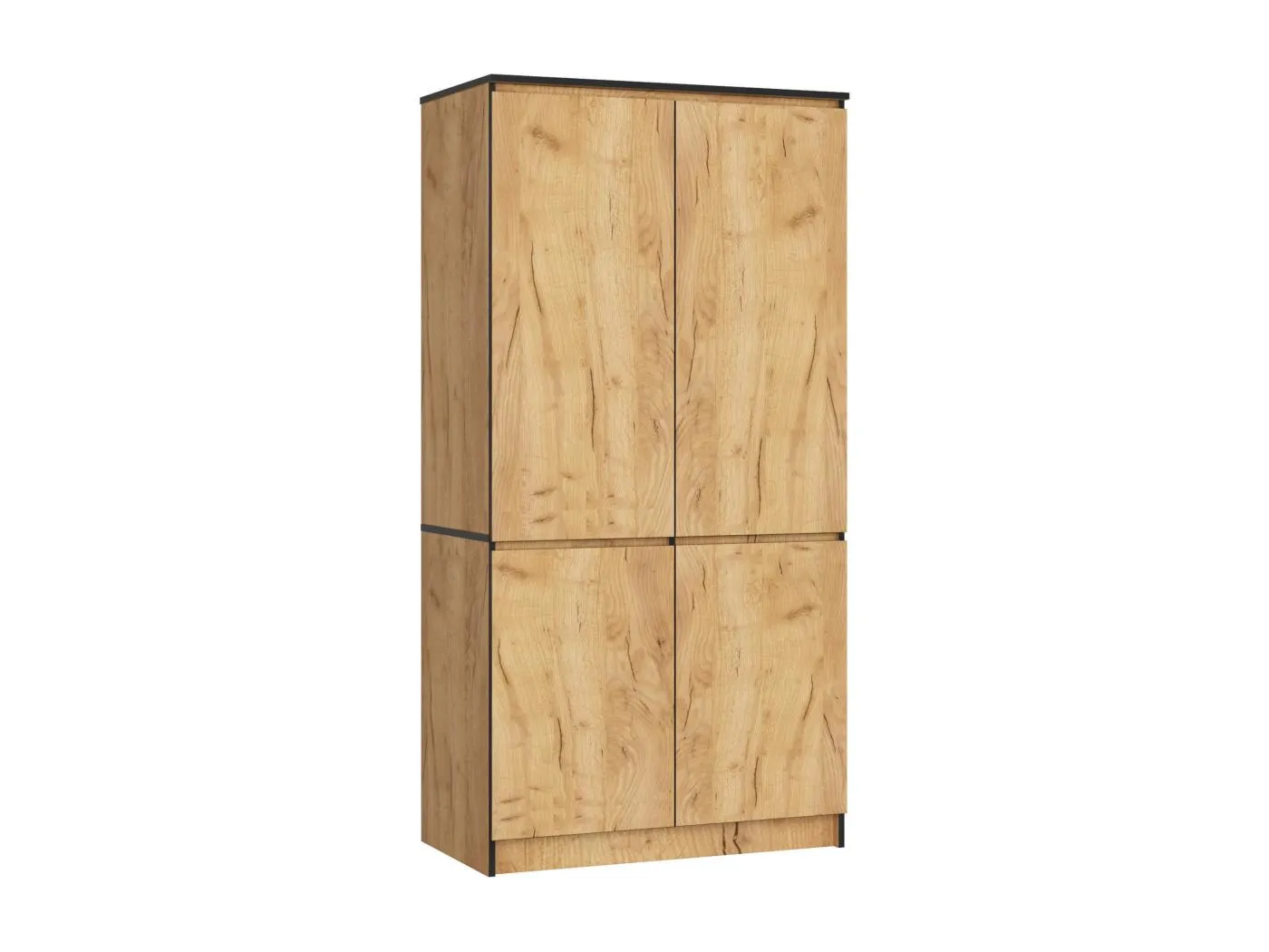 Kleiderschrank AKORD S90 Eiche Craft 90 cm 4 Türen 4 Regalböden B90xH180xT51 cm