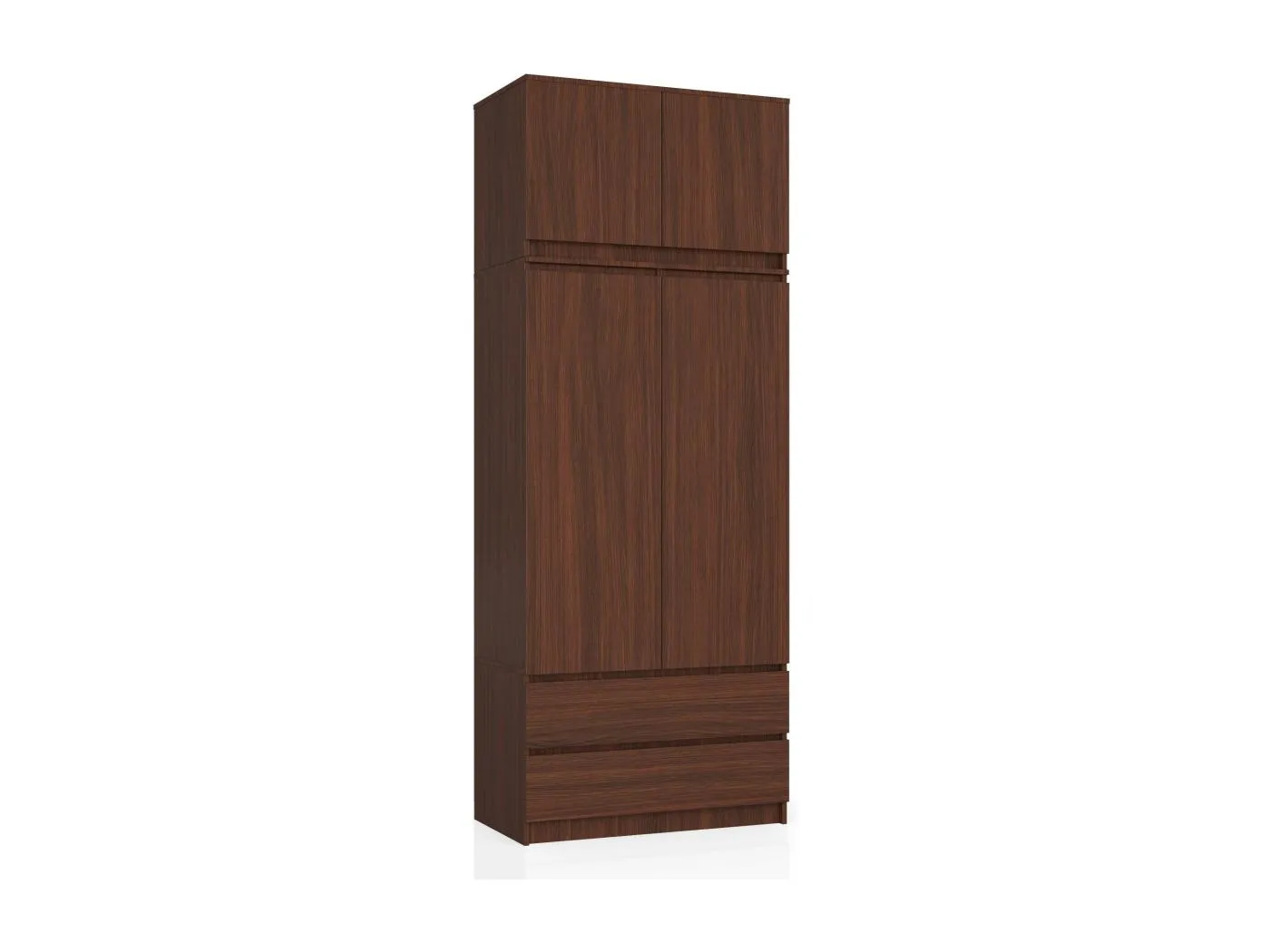 Kleiderschrank AKORD S90 mit Aufsatz Wenge 90 cm 2 Türen 2 Schubladen 6 Ebenen B90 x H234 x T51 cm