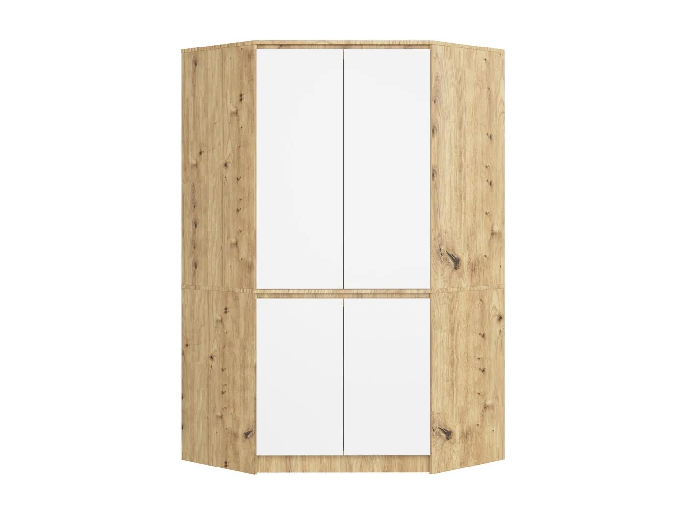 Kleiderschrank Artisan Eiche 100 cm 4 Türen Front Weiß 6 Regalböden B100xH180xT50 cm