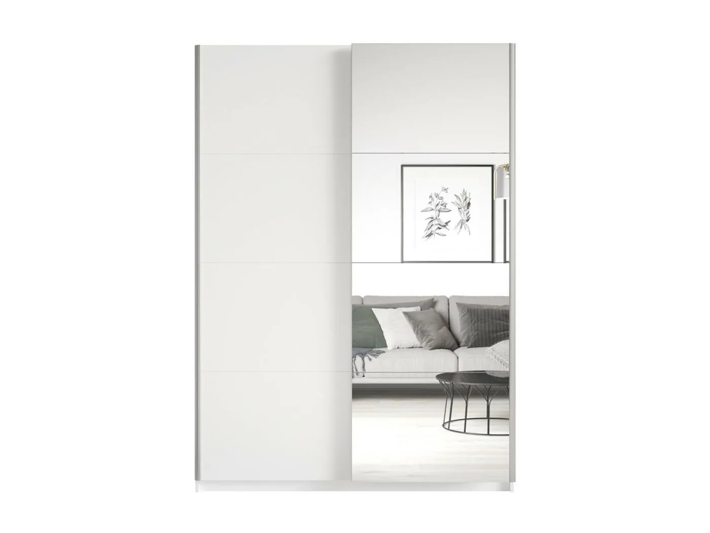 Designerschrank 120cm. 2 Türen mit anpassbaren Spiegeln. Farbe Mattweiß. Kollektion EOS.