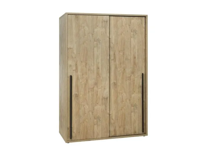 Kleiderschrank 150cm für Schlafzimmer mit 2 Schiebetüren, Kollektion MEGEVE, Farbe Goldene Eiche.