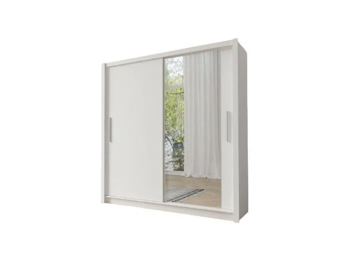 Schwebetürenschrank mit Spiegel - 155 cm - Weiß - Kollektion OZZULA