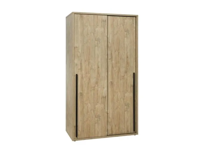 Kleiderschrank 120cm für Schlafzimmer mit 2 Schiebetüren, Kollektion MEGEVE, Farbe goldenes Eichenholz.