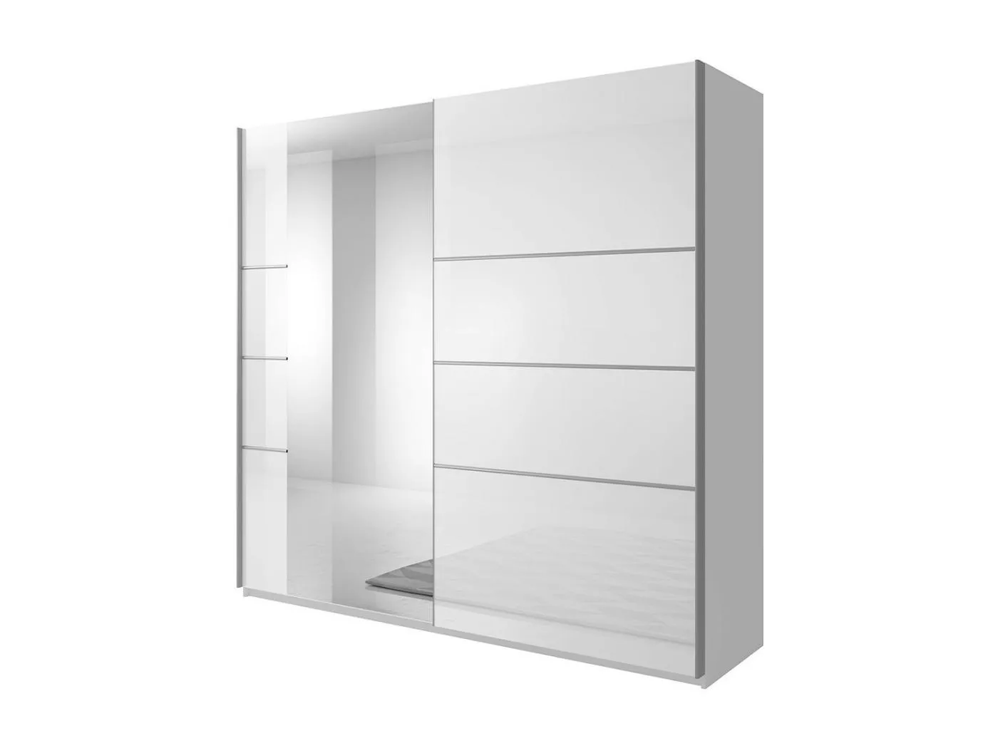 Designerschrank mit 2 Türen 220 cm mit Spiegel. Farbe glänzendes Weiß. Kollektion EOS.