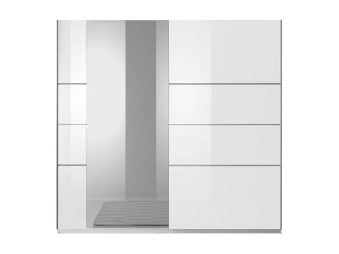 Schrank Design 2 Türen 180 cm mit Spiegel. Farbe glänzend weiß. Kollektion EOS