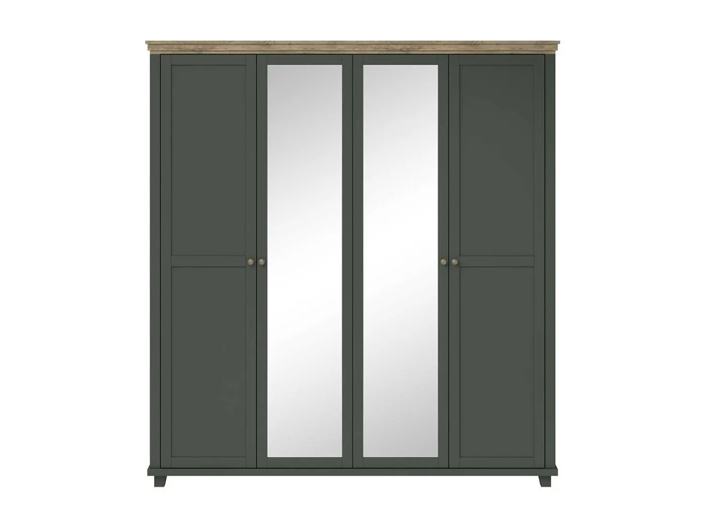 Schrank 200x220 mit 4 Türen. Farbe Khakigrün und Eiche. Kollektion ASSIA.