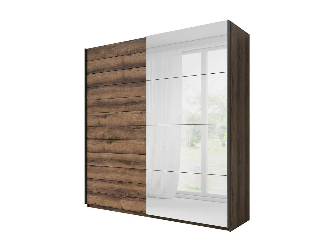 Designerschrank mit 2 Türen, 220 cm, dunkle Eichenfarbe. Kollektion EOS
