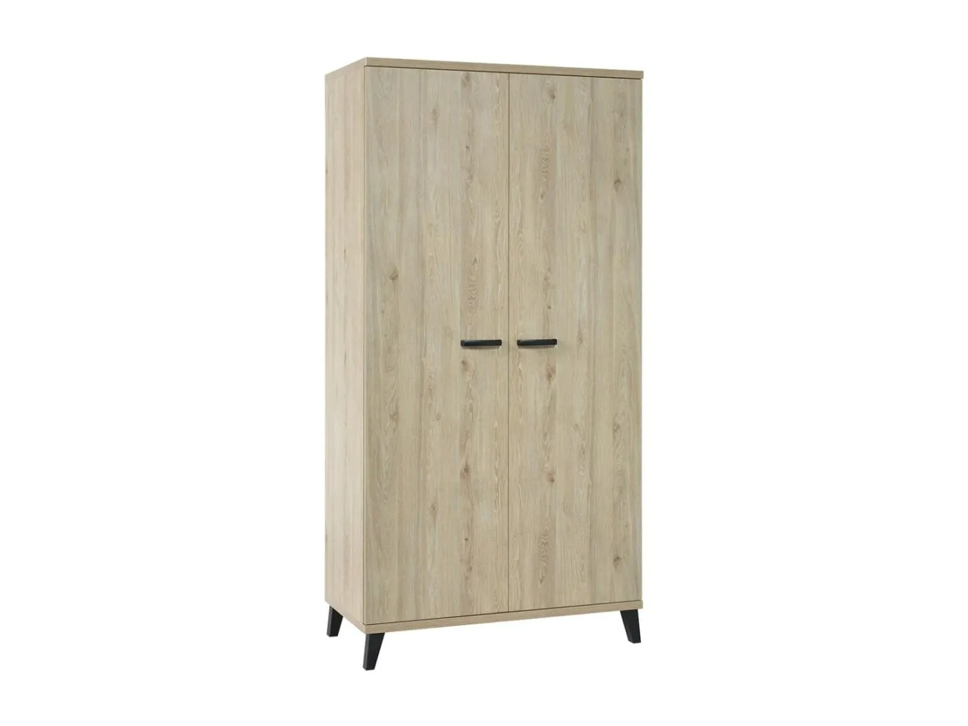 Robuster Kleiderschrank für Kinderzimmer mit 2 Türen, Kollektion DANAÉ, Farbe helles Eichenholz.