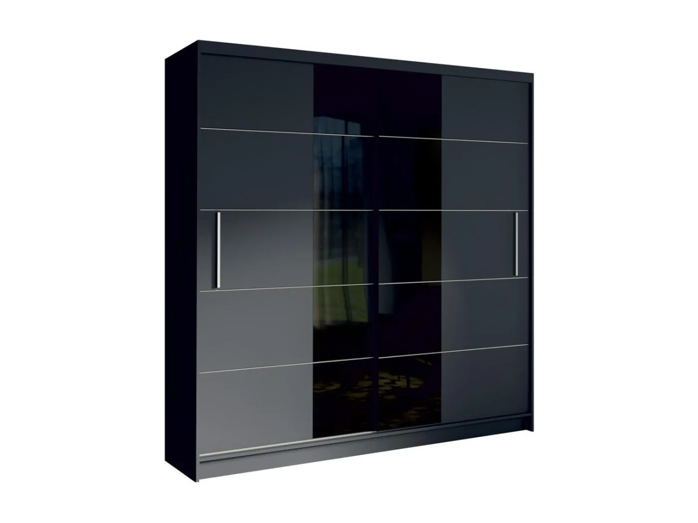 Designerschrank 200cm in Graphitgrau und Schwarz, Kollektion NARAGO