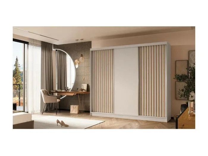 SCHWEBETÜRENSCHRANK Helios II 240/216/61 kaschmir mit Schubladen