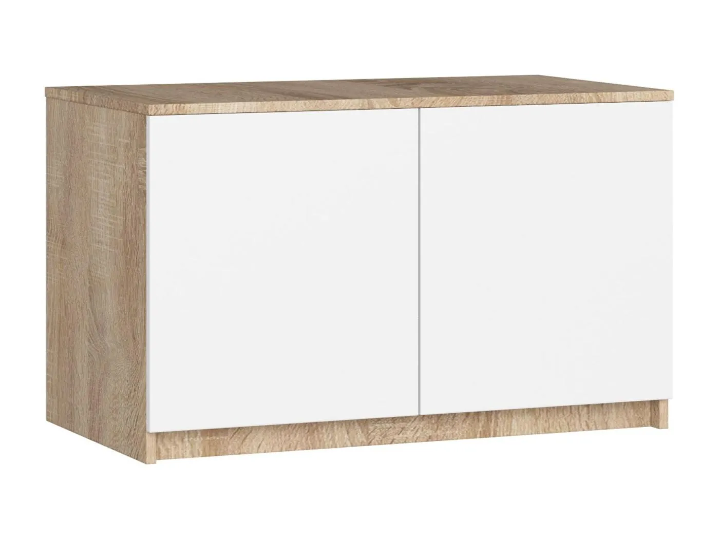 Schrankaufsatz für Kleiderschrank AKORD S90 Sonoma-Eiche 90 cm 2 Türen 2 Ebenen Front Weiß B90 x H55 x T51 cm