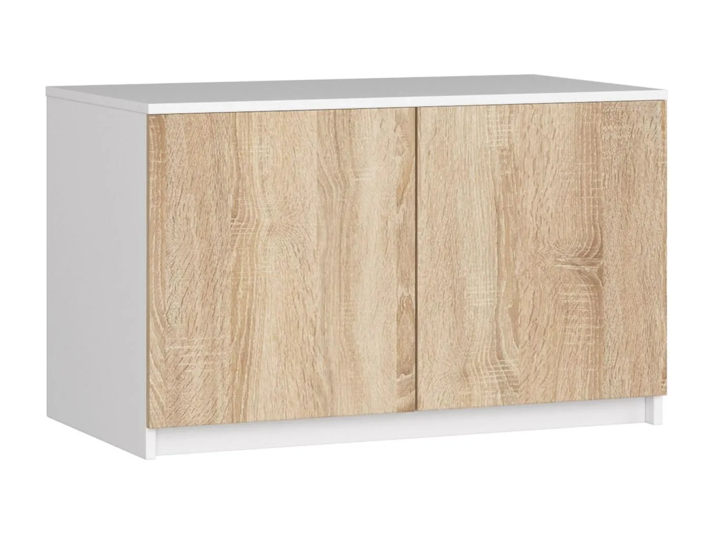 Schrankaufsatz für Kleiderschrank AKORD S90 Weiß 90 cm 2 Türen 2 Ebenen Front Sonoma-Eiche B90 x H55 x T51 cm