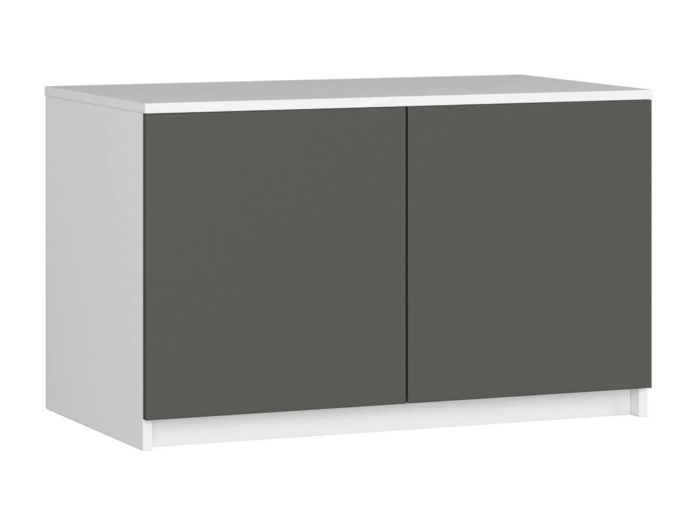 Schrankaufsatz für Kleiderschrank AKORD S90 Weiß 90 cm 2 Türen 2 Ebenen Front Graphitgrau B90 x H55 x T51 cm