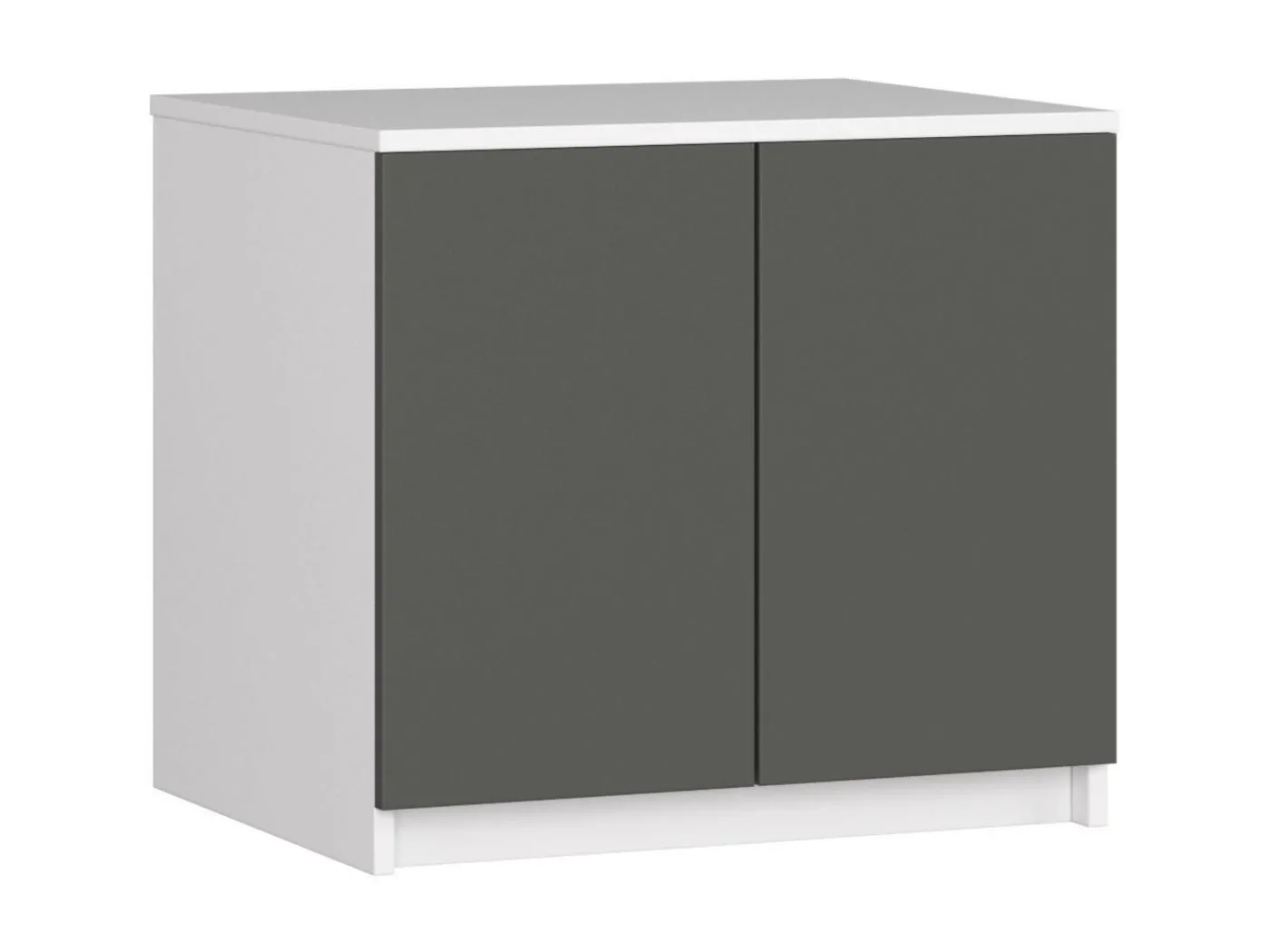 Schrankaufsatz für Kleiderschrank AKORD S60 Weiß 60 cm 2 Türen 2 Ebenen Front Graphitgrau B60 x H55 x T51 cm