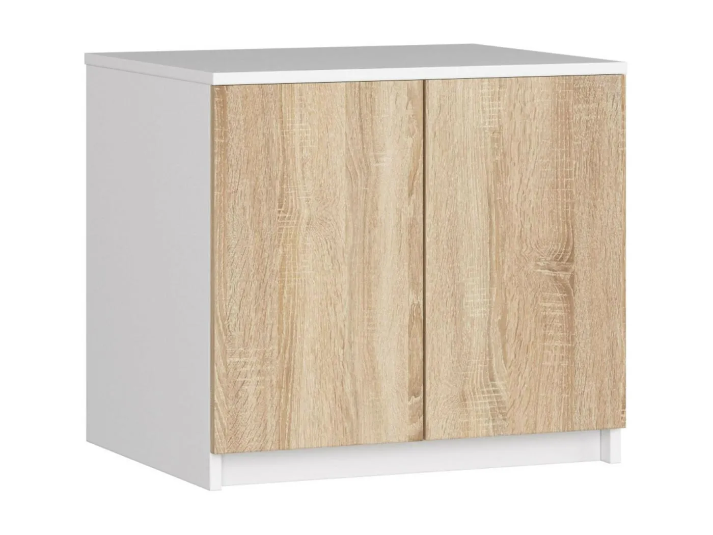 Schrankaufsatz für Kleiderschrank AKORD S60 Weiß 60 cm 2 Türen 2 Ebenen Front Sonoma-Eiche B60 x H55 x T51 cm