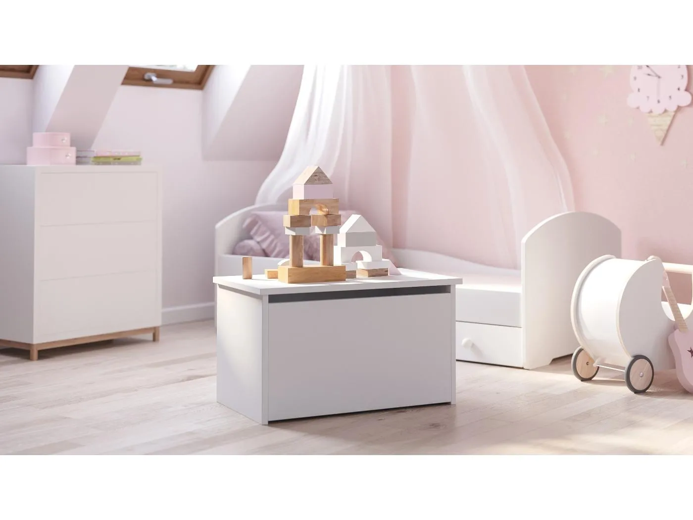 Spielzeugtruhe Daria - Sicherer und stilvoller Stauraum für Kinderzimmer