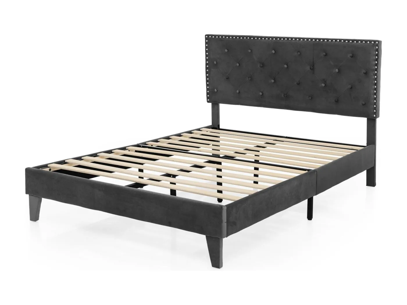 Polsterbett 200 x 140 cm, Doppelbett mit Lattenrost & Kopfteil, Gepolstertes Bettrahmen Bettgestell, Plattformbett für Erwachsene & Jugendliche TG32502