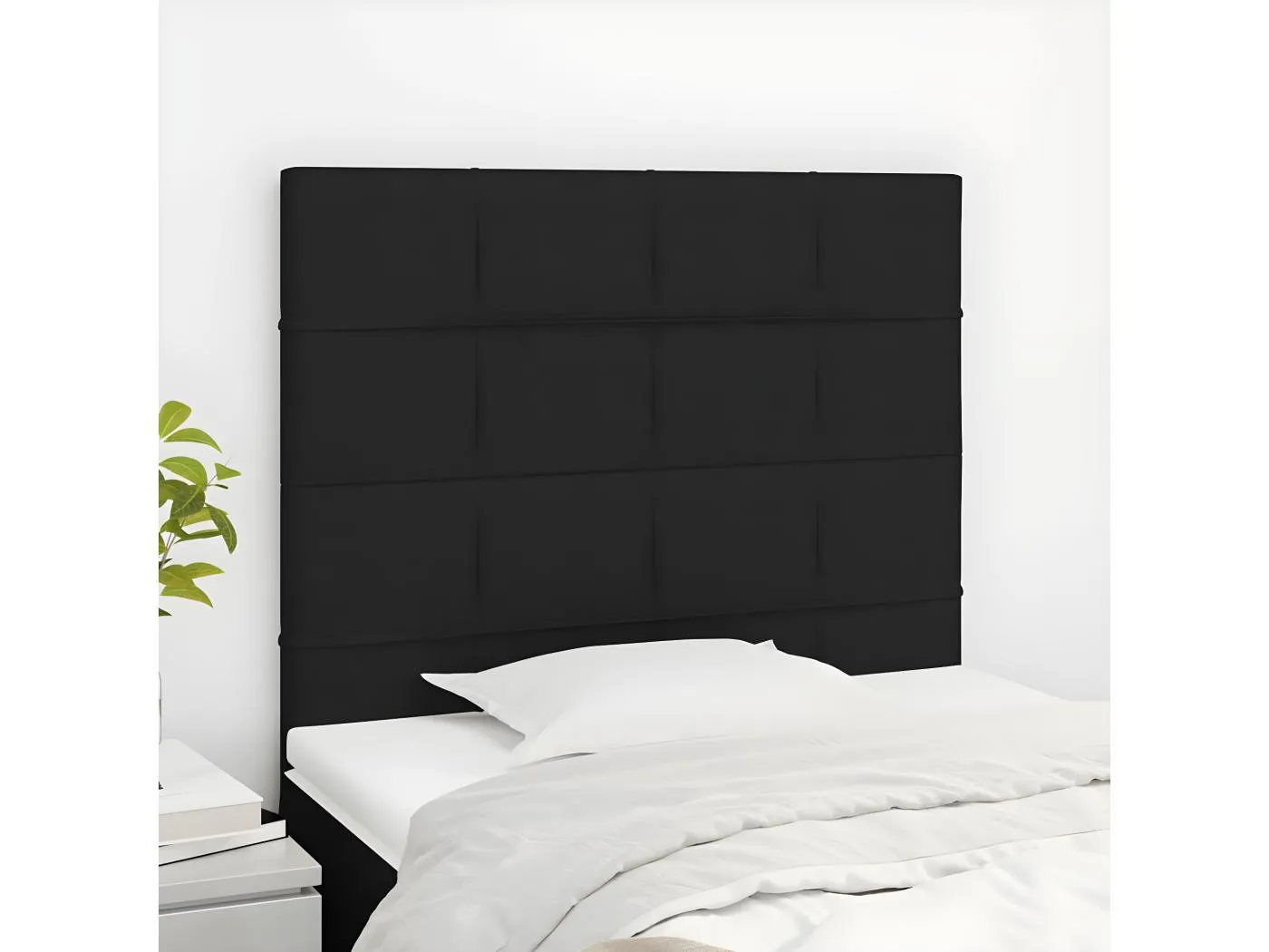 2er Kopfteil für Bett | Bett-Kopfteile Schwarz 90x5x78/88 cm Stoff -MN983387