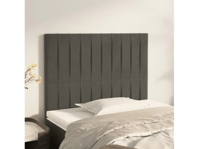 2er Kopfteil für Bett | Bett-Kopfteile Dunkelgrau 100x5x78/88 cm Samt -MN349480