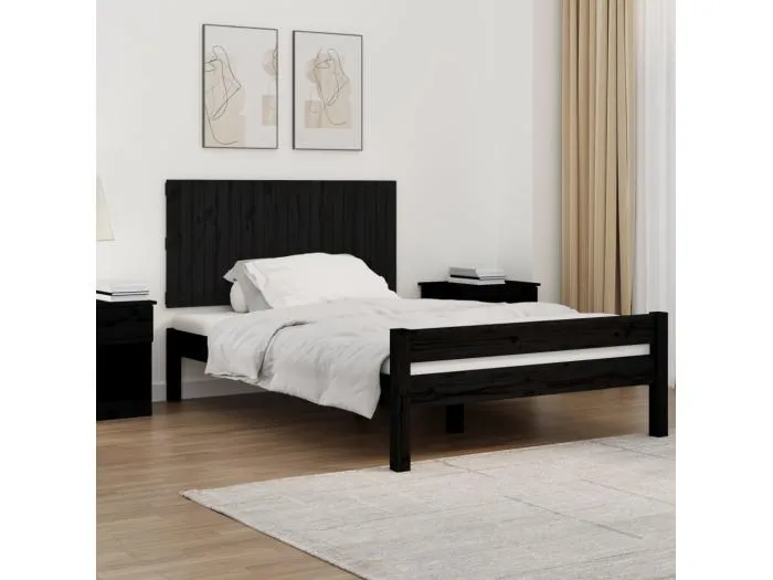 Wand-Kopfteil für Bett | Bett-Kopfteil Schwarz 127,5x3x60 cm Massivholz Kiefer -MN712256