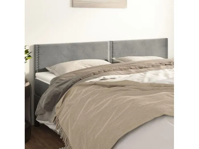 2er Kopfteil für Bett | Bett-Kopfteile Hellgrau 90x5x78/88 cm Samt -MN552193