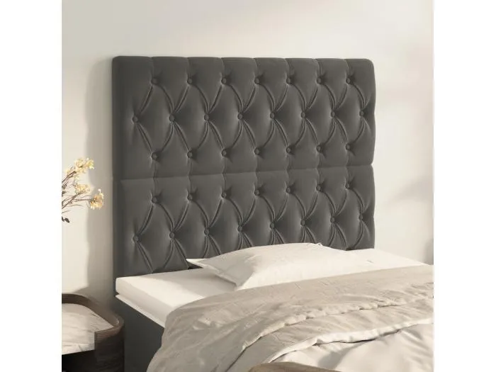 2er Kopfteil für Bett | Bett-Kopfteile Dunkelgrau 100x7x78/88 cm Samt -MN442398