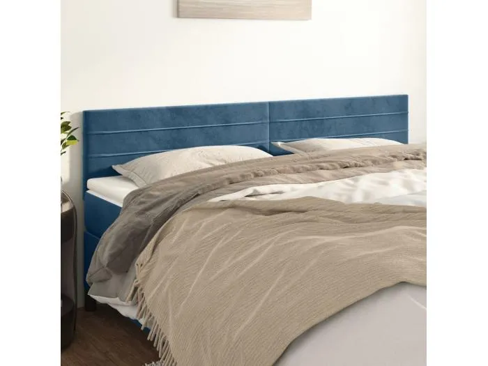 2er Kopfteil für Bett | Bett-Kopfteile Dunkelblau 100x5x78/88 cm Samt -MN584836