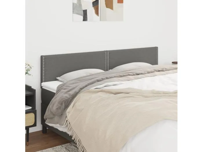 2er Kopfteil für Bett | Bett-Kopfteile Dunkelgrau 90x5x78/88 cm Stoff -MN552976