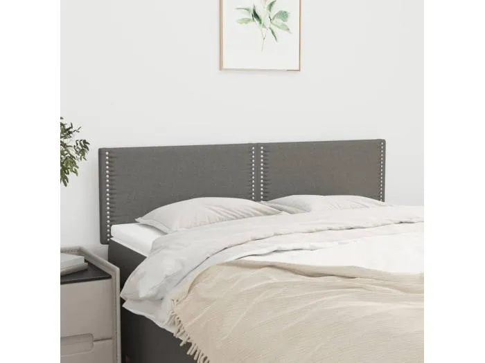 2er Kopfteil für Bett | Bett-Kopfteile Dunkelgrau 72x5x78/88 cm Stoff -MN335453