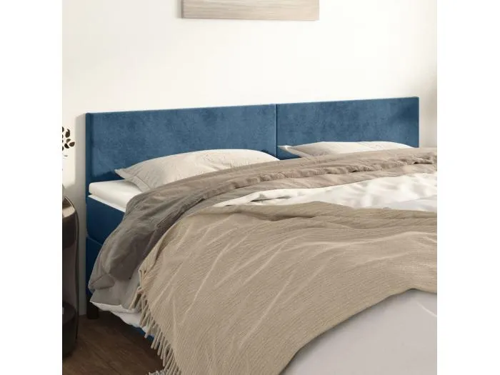2er Kopfteil für Bett | Bett-Kopfteile Dunkelblau 100x5x78/88 cm Samt -MN657728