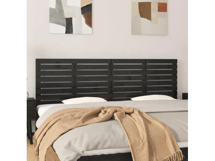 Wand-Kopfteil für Bett | Bett-Kopfteil Schwarz 166x3x63 cm Massivholz Kiefer -MN329774