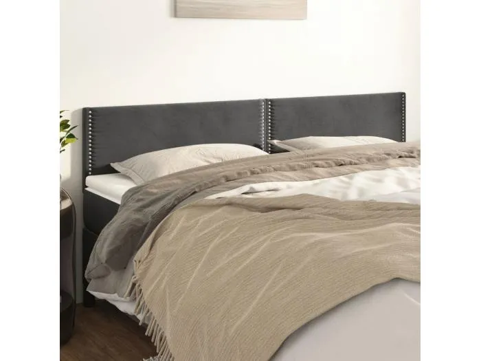 2er Kopfteil für Bett | Bett-Kopfteile Dunkelgrau 80x5x78/88 cm Samt -MN418854