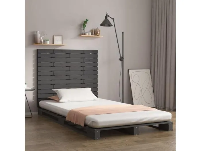 Wand-Kopfteil für Bett | Bett-Kopfteil Grau 141x3x91,5 cm Massivholz Kiefer -MN849224